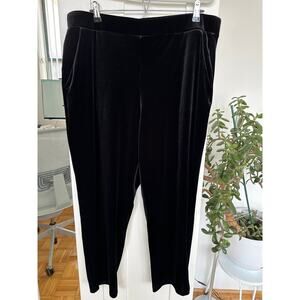 Loft Black Crushed Velvet Pull-On Stretch Waistband Pants, Size XL, Like New